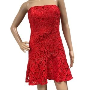 Style State Red Cocktail Dress with Lace - Small